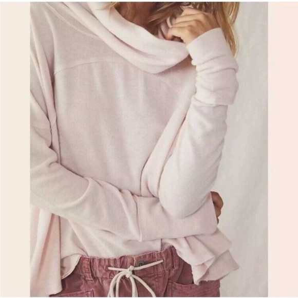 We the Free People Cozy Time Funnel Pullover Top Shirt Oversized Light Blue - Picture 1 of 5